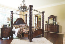 Load image into Gallery viewer, North Shore - Dark Brown - 8 Pc. - Dresser, Mirror, King Poster Bed with Canopy, Nightstand