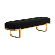 Load image into Gallery viewer, Black - Tufted Upholstered Bench Black And Brass