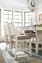Load image into Gallery viewer, Bolanburg - Antique White - 7 Pc. - Rectangular Dining Room Counter Table, 6 Upholstered Barstools