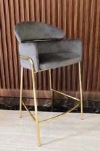 Load image into Gallery viewer, Grey - Arched Back Counter Height Stool Grey And Brass
