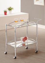 Load image into Gallery viewer, Rec Room: Serving Carts - 2-tier Serving Cart With Glass Top Chrome And Clear