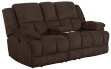 Load image into Gallery viewer, Brown - Waterbury Upholstered Motion Loveseat With Console Brown