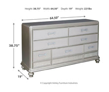Load image into Gallery viewer, Coralayne - Silver - 5 Pc. - Dresser, Mirror, Queen Panel Bed