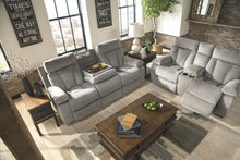 Load image into Gallery viewer, Mitchiner - Fog - 5 Pc. - Reclining Sofa with Drop Down Table, Double Reclining Loveseat with Console, Stanah Lift Top Cocktail Table, End Table, Chair Side End Table