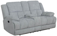 Load image into Gallery viewer, Grey - Waterbury Upholstered Motion Loveseat With Console Grey