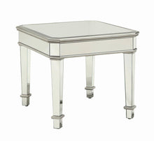 Load image into Gallery viewer, Living Room: Glass Top Occasional Tables - Cassandra Square Beveled Top End Table Silver