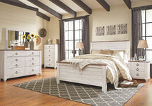Load image into Gallery viewer, Willowton - Whitewash - 5 Pc. - Dresser, Mirror, Queen Panel Bed