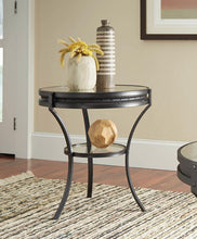 Load image into Gallery viewer, Living Room : Industrial/rustic Occasional Tables - Round Glass Top End Table Black