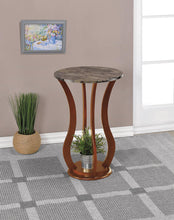 Load image into Gallery viewer, Round Marble Top Accent Table Brown