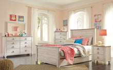 Load image into Gallery viewer, Willowton - Whitewash - 5 Pc. - Dresser, Mirror, Twin Panel Bed