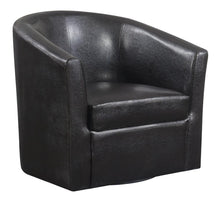 Load image into Gallery viewer, Accents : Chairs - Dark Brown - Upholstery Sloped Arm Accent Swivel Chair Dark Brown