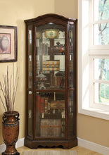 Load image into Gallery viewer, 6-shelf Corner Curio Cabinet Burnished Brown