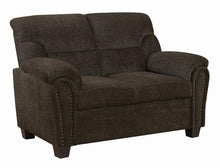 Load image into Gallery viewer, Brown - Clemintine Upholstered Loveseat With Nailhead Trim Brown