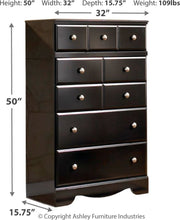 Load image into Gallery viewer, Shay - Almost Black - 9 Pc. - Dresser, Mirror, Chest, Queen Poster Bed, 2 Nightstands
