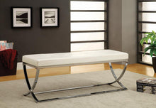 Load image into Gallery viewer, White - Bench With Metal Base White And Chrome