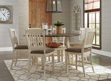 Load image into Gallery viewer, Bolanburg - Two-tone - 7 Pc. - Round Drop Leaf Counter Table, 6 Upholstered Barstools