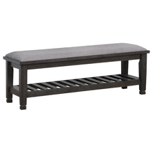 Load image into Gallery viewer, Franco Collection - Brown - Franco Upholstered Bench With Slatted Shelf Weathered Sage