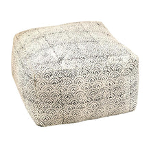 Load image into Gallery viewer, Accent : Floor Pouf - Cream - Square Upholstered Floor Pouf Cream And Black
