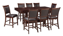 Load image into Gallery viewer, Collenburg - Dark Brown - 9 Pc. - Rectangular Dining Room Counter Extension Table, 8 Upholstered Barstools