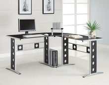 Load image into Gallery viewer, Keizer Collection - Keizer 3-piece L-shape Office Desk Set Black And Silver
