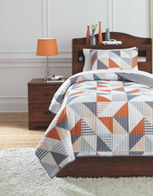 Load image into Gallery viewer, Layne - Gray/Orange - Twin Coverlet Set