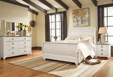 Load image into Gallery viewer, Willowton - Whitewash - 6 Pc. - Dresser, Mirror, Chest, Queen Sleigh Bed