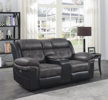 Load image into Gallery viewer, Charcoal / Black - Saybrook Tufted Cushion Power Loveseat Charcoal And Black