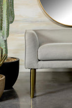 Load image into Gallery viewer, Light Grey - Low Back Upholstered Bench Light Grey And Gold
