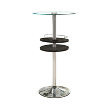 Load image into Gallery viewer, Rec Room/ Bar Tables: Chrome/glass - Glass Top Bar Table With Wine Storage Black And Chrome