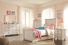 Load image into Gallery viewer, Willowton - Whitewash - 5 Pc. - Dresser, Mirror, Twin Panel Bed