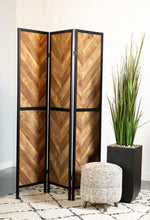 Load image into Gallery viewer, Herringbone Pattern 3-panel Screen Rustic Tobacco And Black