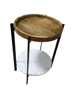 Load image into Gallery viewer, Round Accent Table With Marble Shelf Natural And Black
