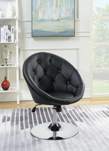 Load image into Gallery viewer, Accents : Chairs - Black - Round Tufted Swivel Chair Black And Chrome