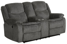 Load image into Gallery viewer, Charcoal - Jennings Upholstered Power Loveseat With Console Charcoal