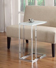 Load image into Gallery viewer, Glass Top Accent Table Chrome And White