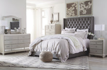 Load image into Gallery viewer, Coralayne - Gray - 4 Pc. - Dresser, Mirror, Queen Upholstered Bed