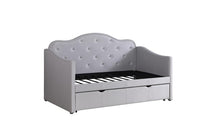Load image into Gallery viewer, Twin Daybed With Trundle - Light Grey - Upholstered Twin Daybed With Trundle Pearlescent Grey