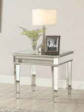 Load image into Gallery viewer, Living Room: Glass Top Occasional Tables - Cassandra Square Beveled Top End Table Silver