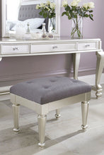 Load image into Gallery viewer, Coralayne - Silver - 3 Pc. - Vanity and Mirror with Stool
