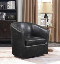 Load image into Gallery viewer, Accents : Chairs - Dark Brown - Upholstery Sloped Arm Accent Swivel Chair Dark Brown