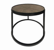 Load image into Gallery viewer, Round End Table Weathered Elm And Gunmetal