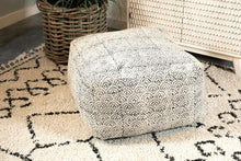 Load image into Gallery viewer, Accent : Floor Pouf - Cream - Square Upholstered Floor Pouf Cream And Black