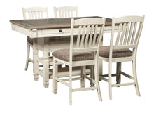 Load image into Gallery viewer, Bolanburg - Antique White - 5 Pc. - Rectangular Dining Room Counter Table, 4 Upholstered Barstools