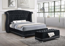 Load image into Gallery viewer, Barzini Bedroom Collection - Black Velvet - Barzini California King Tufted Upholstered Bed Black