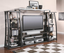 Load image into Gallery viewer, Living Room : Tv Consoles - 2-shelf Tv Console Matte Black And Silver