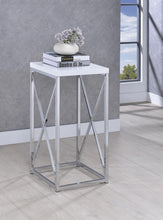 Load image into Gallery viewer, Accent Table With X-cross Glossy White And Chrome
