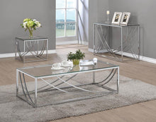 Load image into Gallery viewer, Living Room: Glass Top Occasional Tables - Glass Top Rectangular Coffee Table Accents Chrome