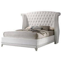 Load image into Gallery viewer, Barzini Upholstered Bed - White Velvet - Barzini Queen Wingback Tufted Bed White