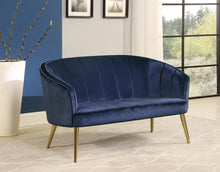 Load image into Gallery viewer, Blue - Upholstered Accent Settee Blue