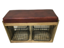Load image into Gallery viewer, Brown - 2-basket Upholstered Accent Bench Brown And Natural